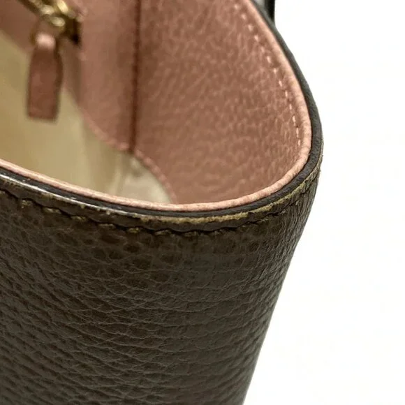 Auth GUCCI Swing 354408 Brown Pink Leather Tote Bag - Picture 15 of 16